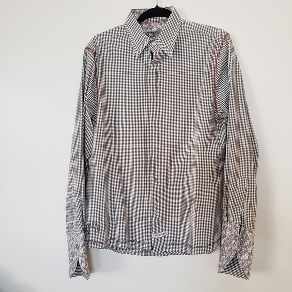 Working Class Hero John Lennon Men's Dress Shirt Floral Contract Cuffs Size Med - Picture 1 of 11